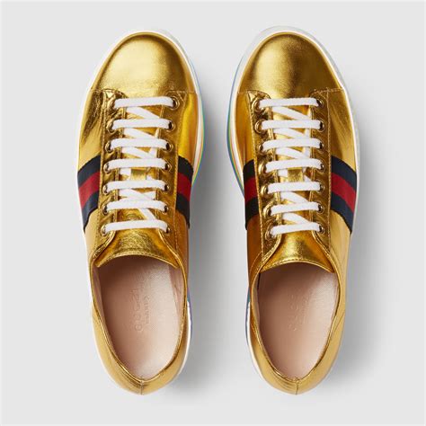 gold gucci shoes|gucci gold sneakers.